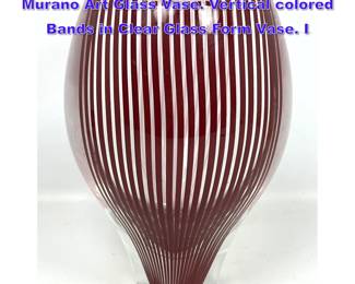 Lot 731 MCM 1983 LINO TAGLIAPIETRA Murano Art Glass Vase. Vertical colored Bands in Clear Glass Form Vase. I
