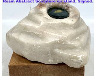 Lot 650 Elizabeth Steel Carved Onyx and Resin Abstract Sculpture on stand, Signed.