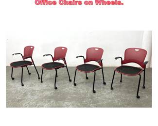 Lot 1642 Set 4 Herman Miller Mesh Seat Office Chairs on Wheels.
