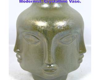Lot 783 Glazed Perpetual Face Vase. Modernist. Crystalline Vase.