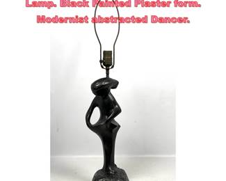 Lot 1479 Figural Dancer Plaster Table Lamp. Black Painted Plaster form. Modernist abstracted Dancer. 