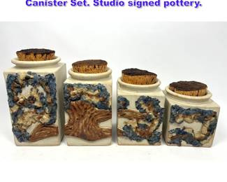 Lot 1141 4pcs Mid Century Modern Pottery Canister Set. Studio signed pottery.