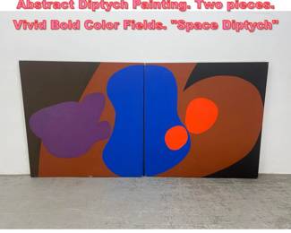 Lot 1606 ELIZABETH BLUMENTHAL Abstract Diptych Painting. Two pieces. Vivid Bold Color Fields. Space Diptych