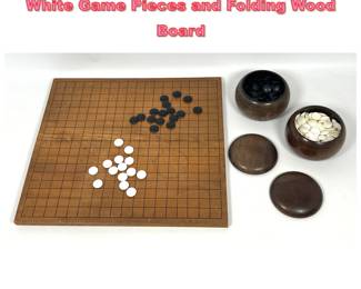 Lot 1430 Chinese Go Game Set with BlackWhite Game Pieces and Folding Wood Board