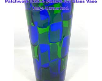 Lot 726 Vintage Oggetti Venini Style Patchwork Italian Murano Art Glass Vase Italy. Unmarked.