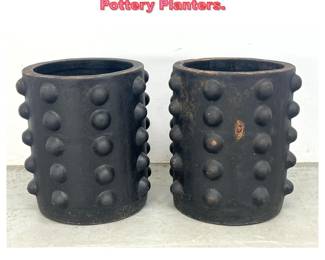 Lot 1664 Pair Bumpy Design Cylinder Form Pottery Planters. 