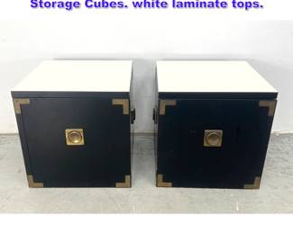 Lot 1054 70s Pair Vintage Campaign Style Storage Cubes. white laminate tops.
