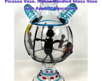 Lot 760 Renato Anatra Art Glass Sculptural Picasso Vase. Italian Handled Glass Vase with Applied figural and