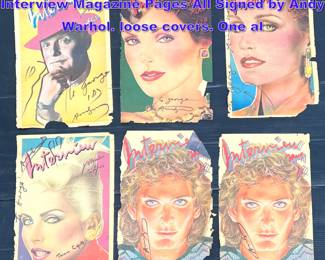 Lot 672 6pc Andy Warhol autographed Interview Magazine Pages All Signed by Andy Warhol. loose covers. One al