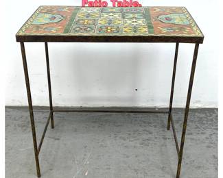 Lot 1338 Iron Framed Tile Top Garden Patio Table. 