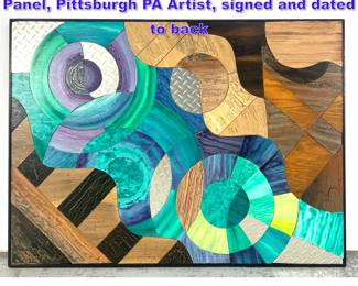 Lot 982 Bill Godfrey Collage Wood and Metal Panel, Pittsburgh PA Artist, signed and dated to back