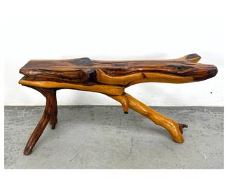 Lot 1431 Heavy Live edge bench. Vintage.