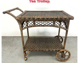 Lot 1489 Wrapped Rattan Bar Cart Tea Trolley. 