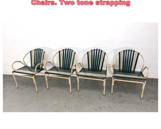 Lot 1689 Set 4 Outdoor Patio Garden Arm Chairs. Two tone strapping