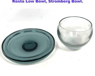 Lot 773 2pc Mid Century Modern Glass. Kosta Low Bowl, Stromberg Bowl.