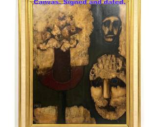 Lot 665 Cohen 63 Surreal Painting on Canvas. Signed and dated.