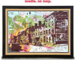 Lot 1256 DENIS OUCH Street art mixed media. on map. 