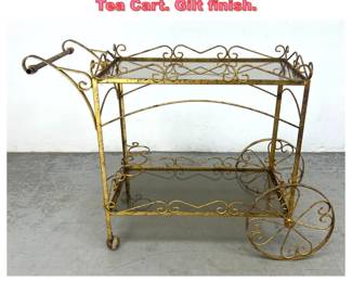 Lot 1260 Ornate Italian Style Rolling Bar Tea Cart. Gilt finish. 