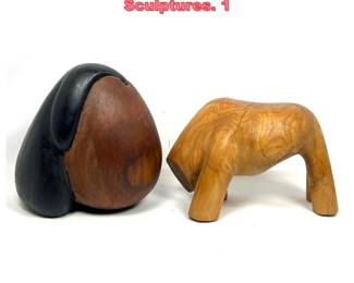 Lot 1490 2pcs Wolk Studio wood Abstract Sculptures. 1 