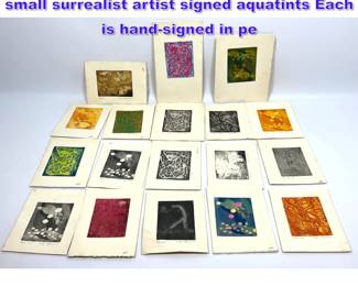 Lot 789 18pc Peter Hogenson collection of small surrealist artist signed aquatints Each is handsigned in pe