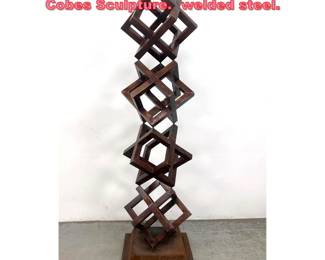 Lot 1666 Large Outdoor Tall Stacked Cobes Sculpture. welded steel. 