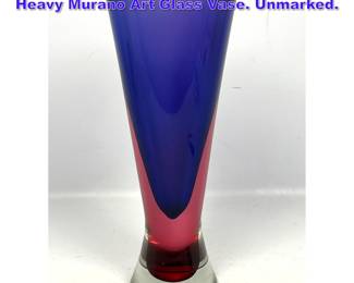 Lot 677 Vintage Flavio Poli Attributed Large Heavy Murano Art Glass Vase. Unmarked.