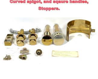 Lot 1264 Wenzhou Rozin Brass Faucet Set. Curved spigot, and sqaure handles, Stoppers. 