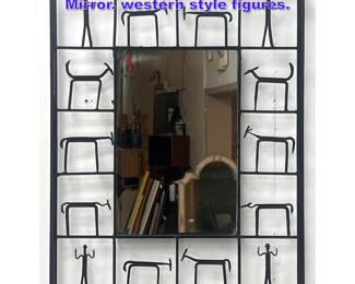 Lot 907 Frederick Weinberg Style Iron Wall Mirror. western style figures.