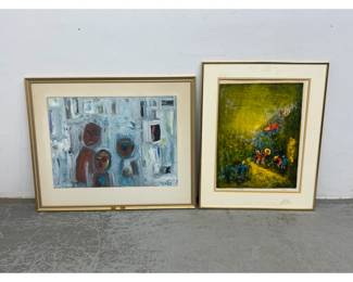 Lot 1116 2 pcs Mid Century Art. Paintings.