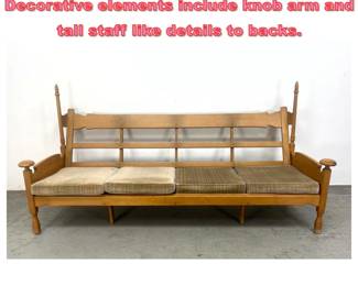 Lot 1461 Dutch Throne Sofa Couch. Decorative elements include knob arm and tall staff like details to backs. 