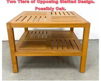 Lot 1488 Modernist Square Side End Table. Two Tiers of Opposing Slatted Design. Possibly Oak. 