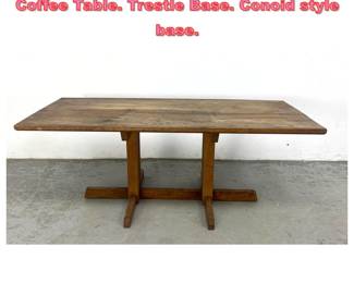 Lot 1556 Studio Made Nakashima Style Coffee Table. Trestle Base. Conoid style base. 
