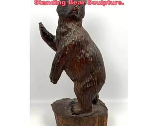 Lot 1428 Carved Wood Black Forest style Standing Bear Sculpture. 
