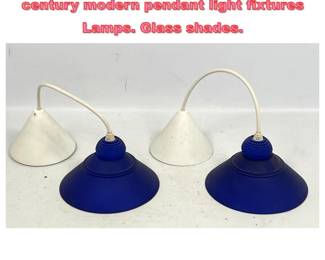 Lot 1339 Pair Postmodern or late 20thcentury modern pendant light fixtures Lamps. Glass shades.