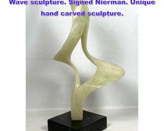 Lot 865 Leonardo Nierman Modernist Onyx Wave sculpture. Signed Nierman. Unique hand carved sculpture.