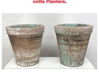 Lot 1663 2pcs Vintage Terracotta Planters. 