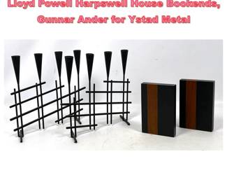 Lot 1494 Mid Century Modern Lot. Phillip Lloyd Powell Harpswell House Bookends, Gunnar Ander for Ystad Metal 