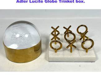 Lot 785 2pc Marble Tic tac toe and Jonathan Adler Lucite Globe Trinket box.