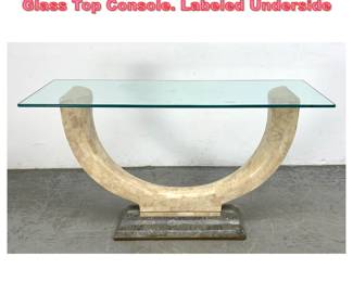 Lot 1257 Maitland Smith Tessellated Stone Glass Top Console. Labeled Underside