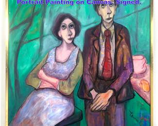 Lot 927 Rosa Maria Thummel Modernist Portrait Painting on Canvas. Signed.