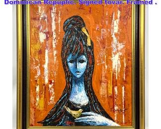 Lot 668 van Tovar Abstract Oil On Canvas. Dominican Repuplic. Signed tovar. Framed .