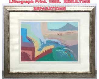 Lot 1230 Artist Signed Modernist Lithograph Print. 1986. RESULTING SEPARATIONS