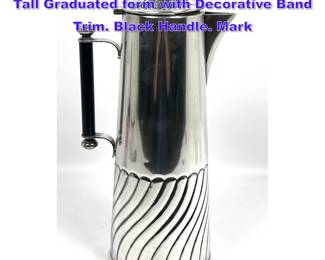 Lot 628 Christian Dior silverplate Carafe. Tall Graduated form with Decorative Band Trim. Black Handle. Mark