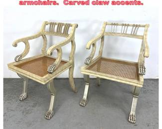 Lot 1622 Pair of Neoclassicalstyle armchairs. Carved claw accents. 