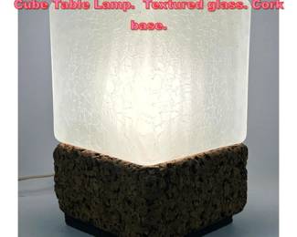 Lot 1304 Vintage Mid Century Modern Ice Cube Table Lamp. Textured glass. Cork base. 