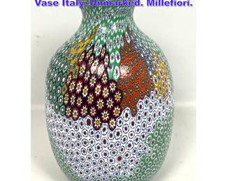 Lot 741 Vintage Italian Murrine Art Glass Vase Italy. Unmarked. Millefiori.