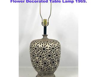 Lot 1065 Mid Century Modern Stylized Flower Decorated Table Lamp 1969.