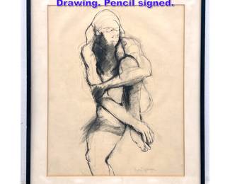 Lot 954 Nora Speyer Charcoal Study Drawing. Pencil signed.