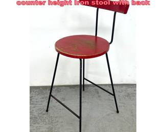 Lot 1710 Umaoff Style Mid Century counter height Iron stool with back