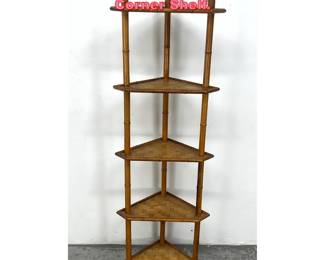 Lot 1465 Wicker Rattan 5 Tier Corner Shelf. 